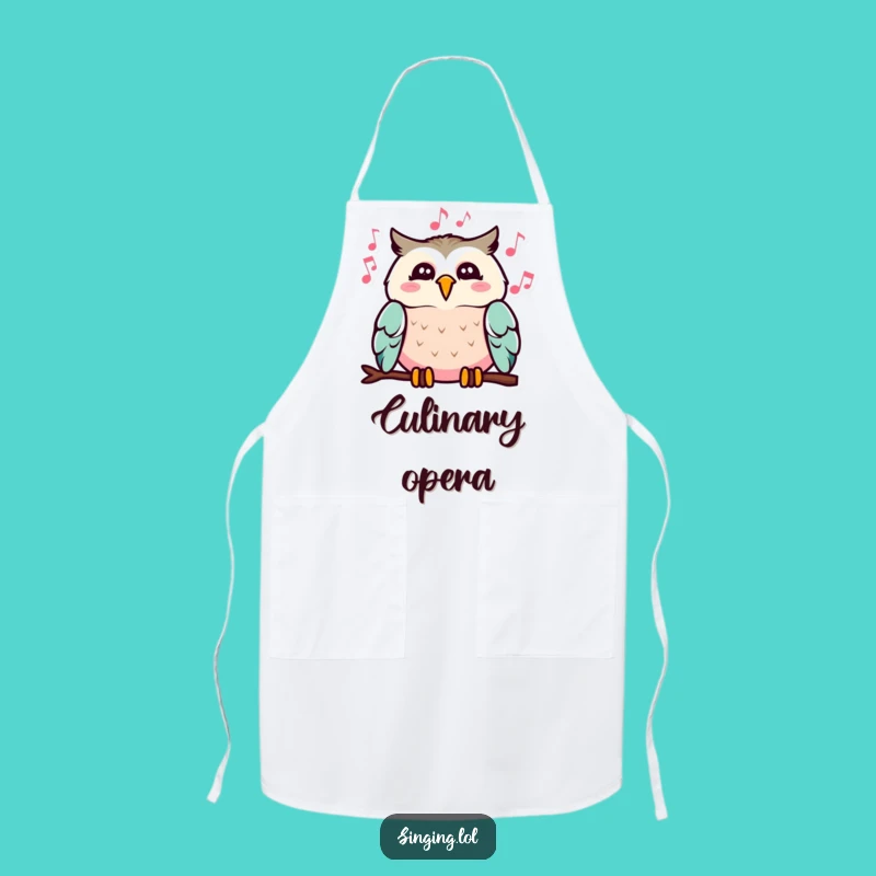 Funny Singing Owl Apron: Cheerful Melody Wear for Kitchen Concerts, Great Funny Gift