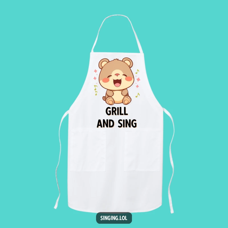 Funny Bear Cub Kitchen Apron: Cook with a Song, A Hilarious Gift for Chefs