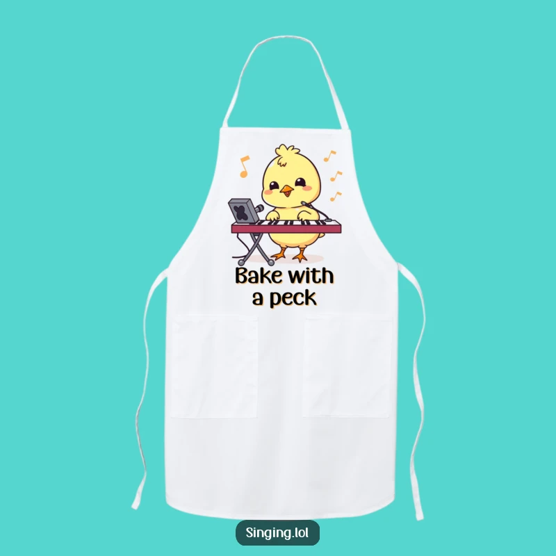 Funny Bouncy Chick Pecking Keyboard Apron - Kitchen Tech & Chef Gift