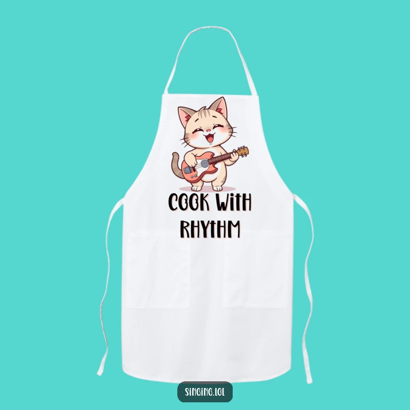 Funny Cat Guitar Apron: Kitchen Concert, Perfect Gift!