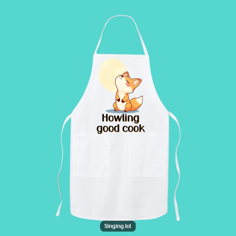 Funny Fox Howling Moon Apron - Kitchen Fun, Perfect Humorous Gift