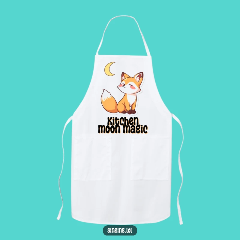 Funny Howling Fox Apron - Playful Moon Kitchen Fun, Perfect Cooking Funny Gift!