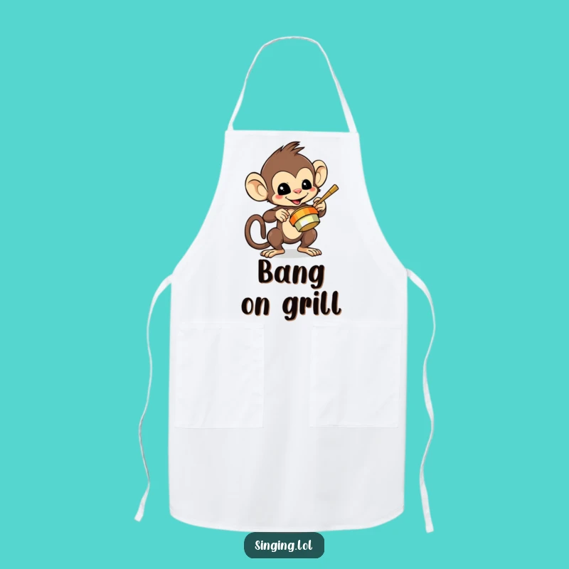 Funny Monkey Playing Cymbals Apron - Kitchen Noise & Chef Gift