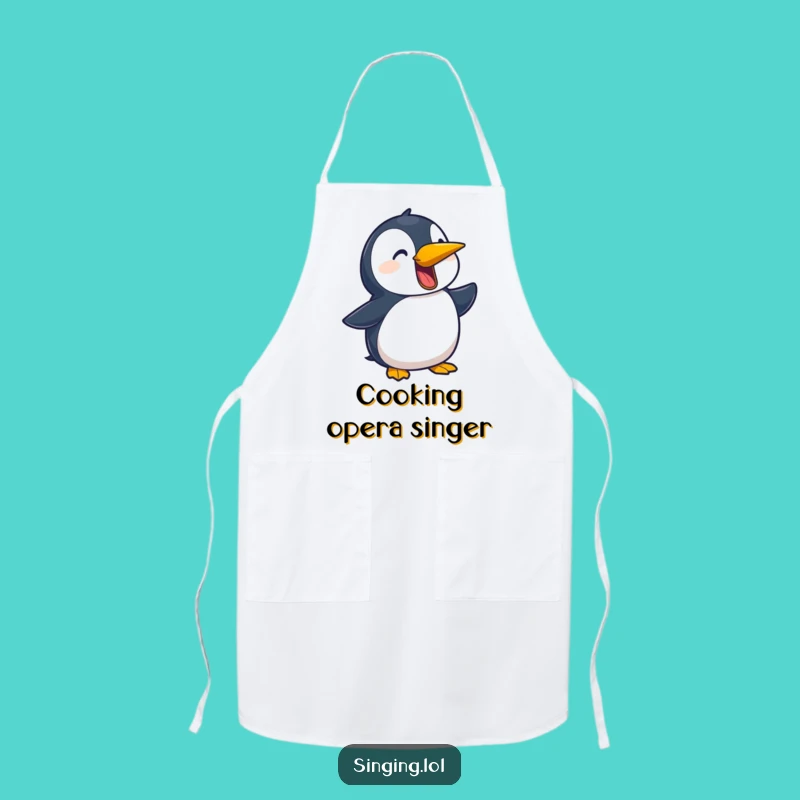 Funny Penguin Ballad Apron: Kitchen Crooner, Whimsical Funny Gift