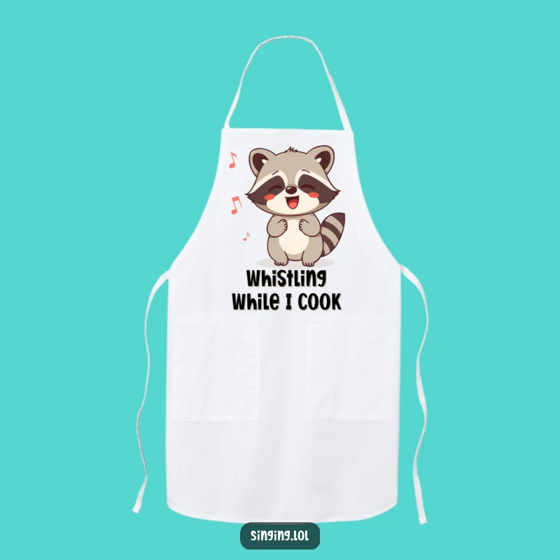 Funny Raccoon Humming Apron: Happy Critter Sings While Baking, Perfect Funny Gift