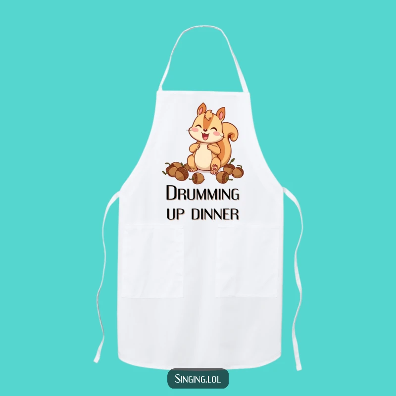 Funny Squirrel Drummer Apron: Chef's Acorn Musician Wear, Perfect Funny Gift
