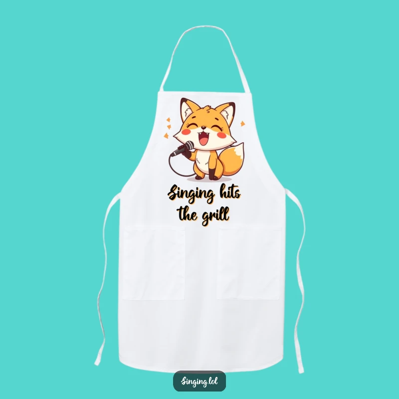 Funny Fox Singer Apron: Cook Up a Hit Tune in the Kitchen