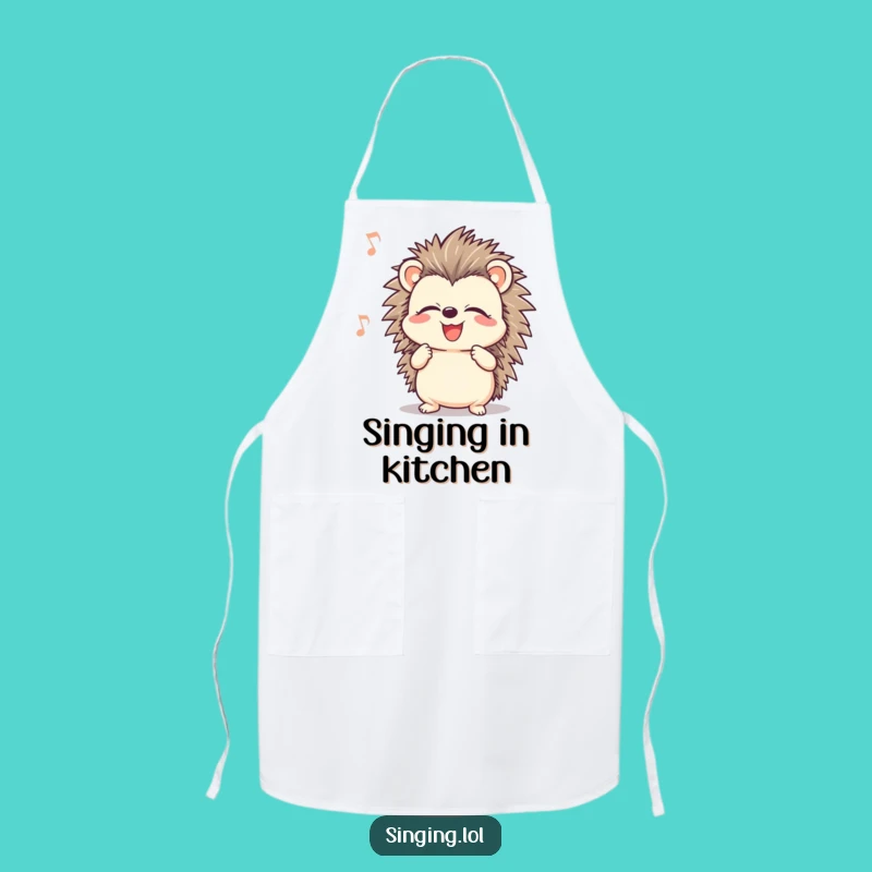 Funny Hedgehog Apron: Singing Chef Character, Hilarious Kitchen Gift