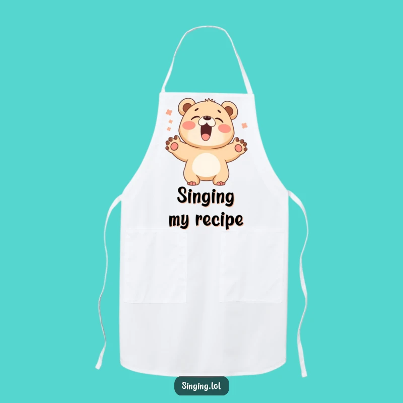 Funny Bear Cub Singer Apron - Cook with a Giggling Spirit