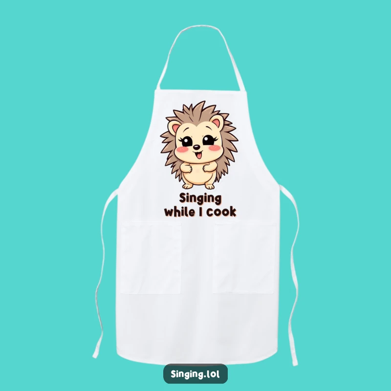 Funny Hedgehog High Note Apron - Kitchen Diva's Hilarious Singing Companion Gift