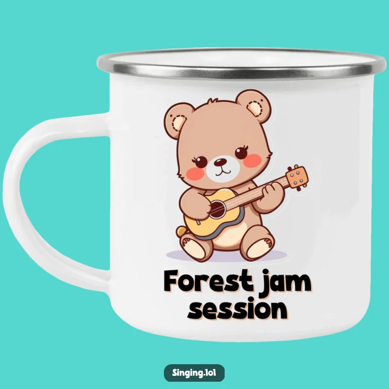 Funny Bear Cub Guitar Camping Mug: Campfire Tunes and Coffee!