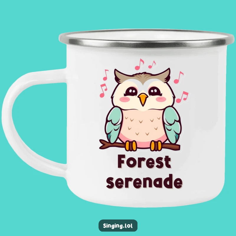 Funny Singing Owl Camping Mug: Cheerful Melody Companion, Fantastic Funny Gift