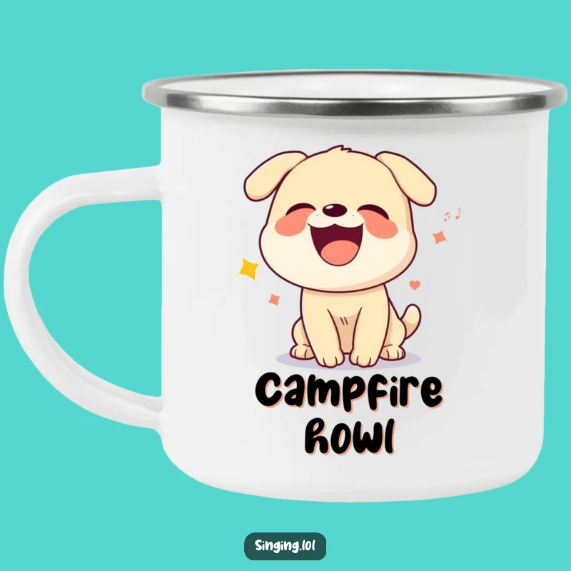 Funny Dog Howling Camping Mug - Canine Tunes for Outdoor Adventures