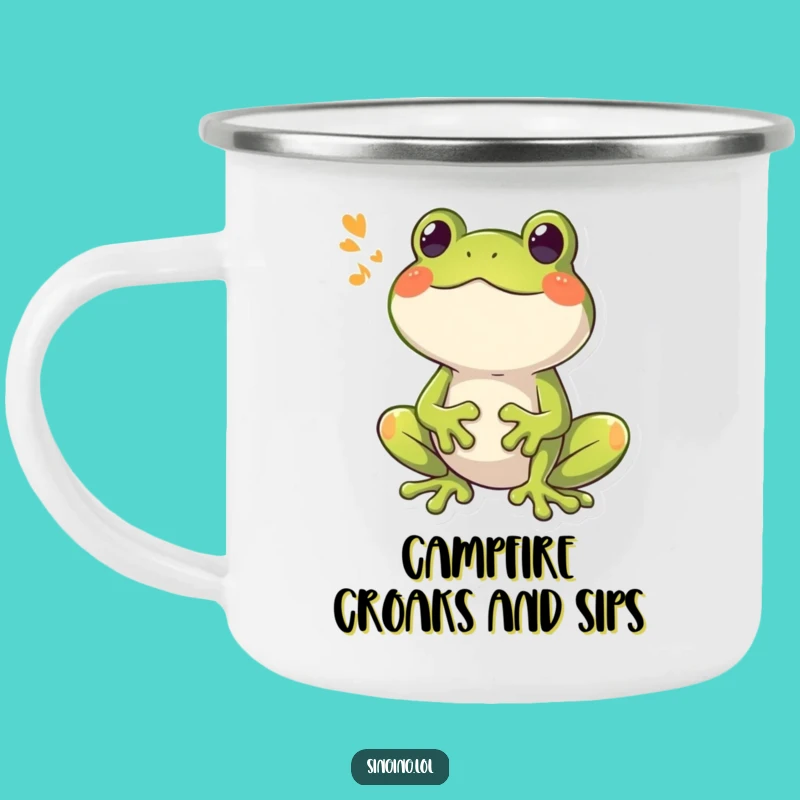 Funny Frog Croaking Camping Mug - Booming Adventures with Amphibian Fun