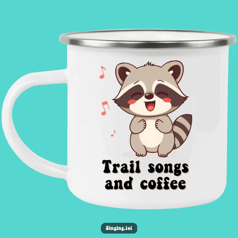 Funny Raccoon Humming Camping Mug: Critter Sings By the Fire, Perfect Funny Gift
