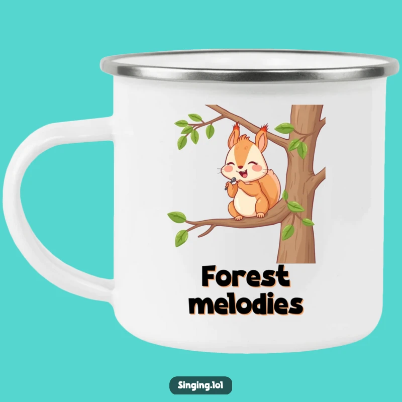 Funny Serenade Squirrel Camping Mug: Enamel Cup, Hilarious Outdoor Funny Gift