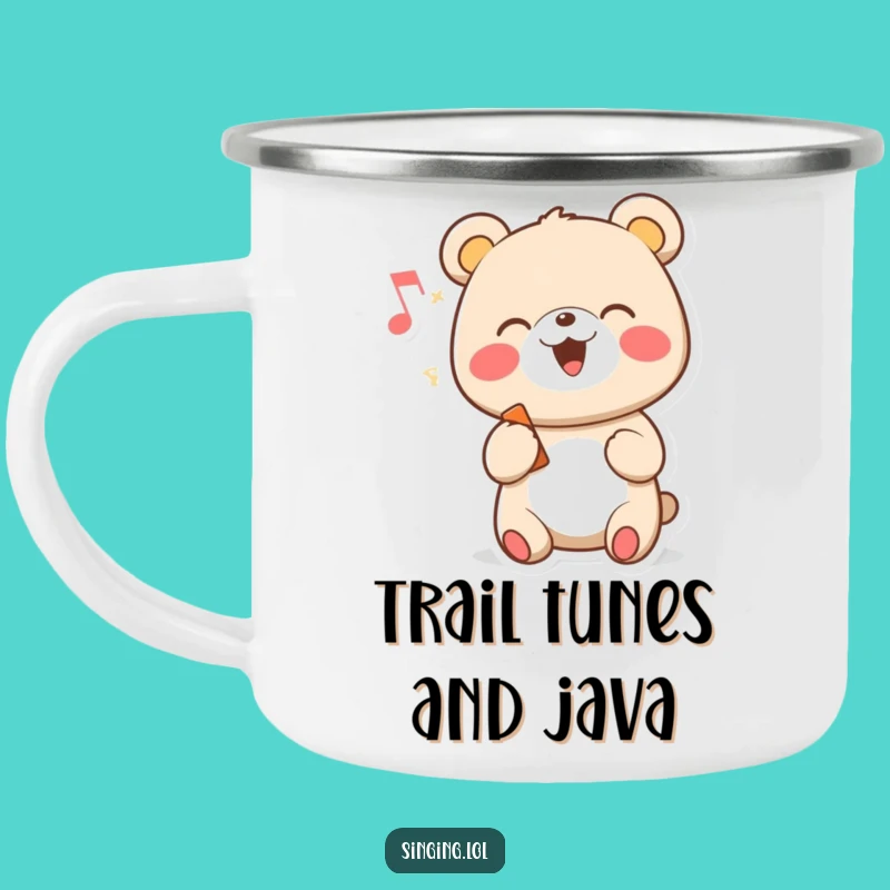 Funny Singing Bear Camping Mug - Cheerful Cartoon Melody, Perfect Outdoor Funny Gift!