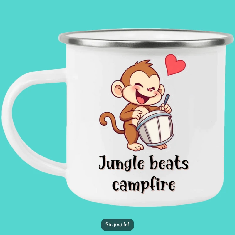 Funny Monkey Drummer Camping Mug: Beats for the Trail, Great Funny Gift!