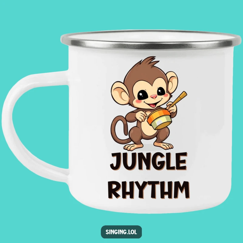 Durable Funny Monkey Playing Cymbals Camping Mug - Outdoor Energy & Fun Gift