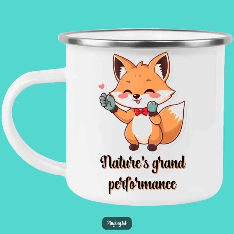 Funny Opera Fox Camping Mug: Diva Fox Sings Outdoors, Perfect Trail Funny Gift