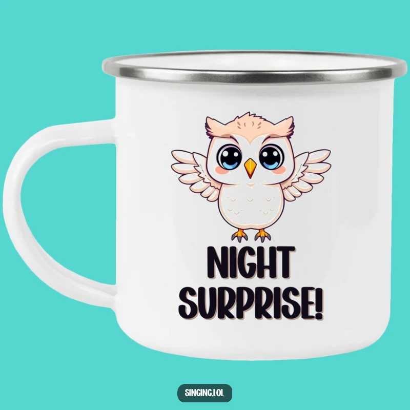 Funny Surprised Owl Camping Mug: Camp Shock-er, Rugged Funny Gift
