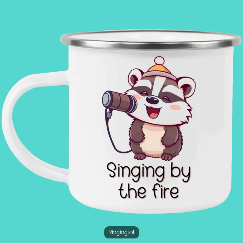 Funny Badger Rockstar Camping Mug: Campfire Concerts!