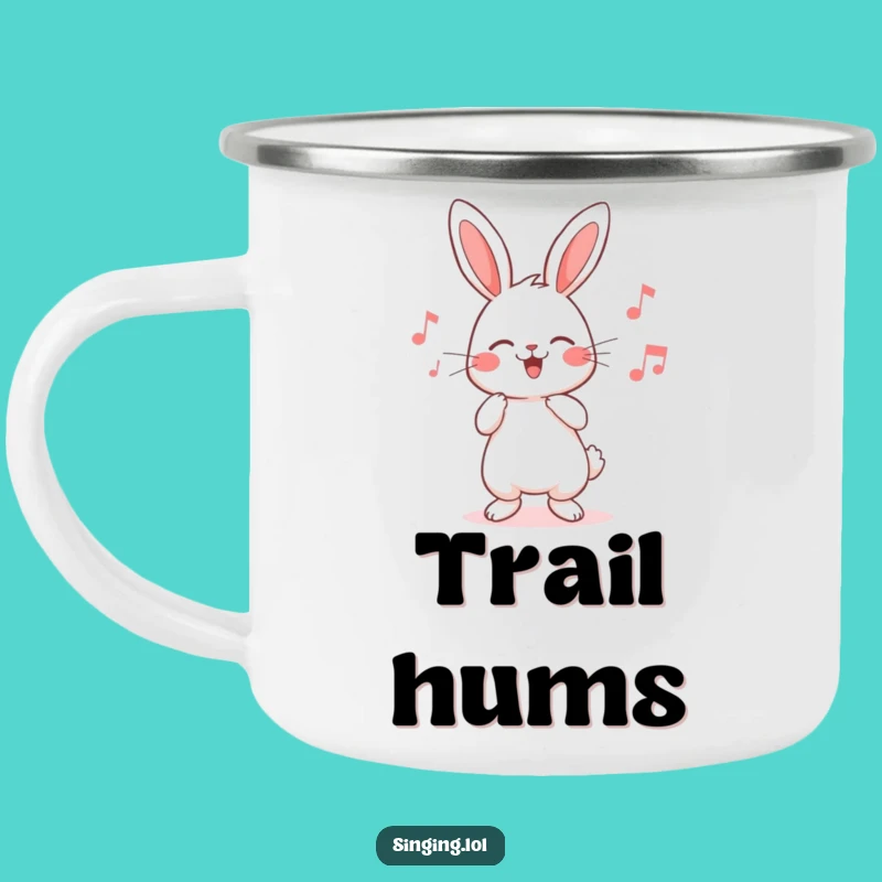 Funny Rabbit Camping Mug - Cute Humming Character Adventure Cup for Outdoors
