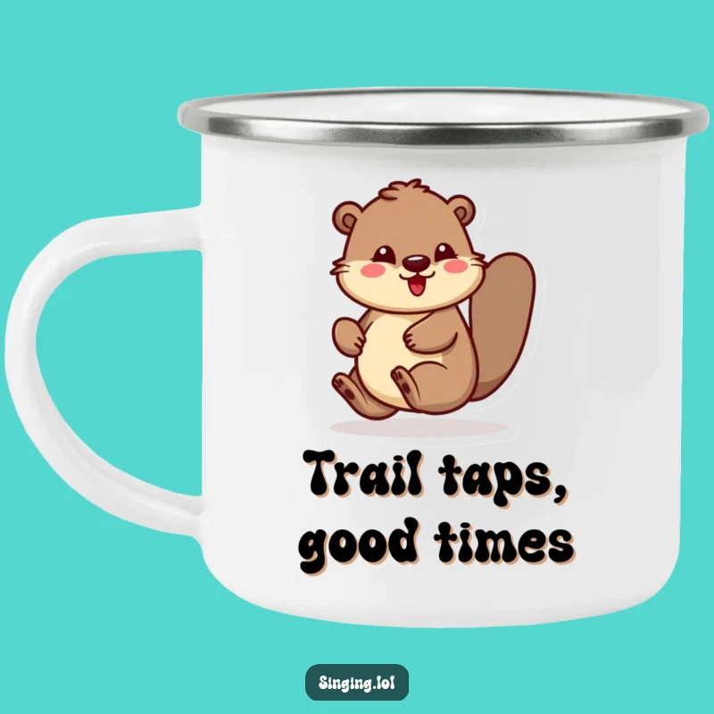 Funny Bouncing Beaver Camping Mug: Durable and Hilarious Enamel Mug for Rhythmic Adventures