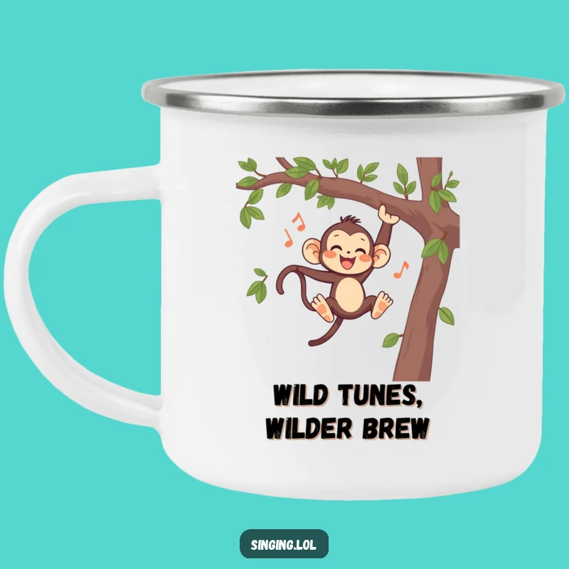Funny Monkey Singing Camping Mug - Adventure-Ready Humor for Outdoor Melodies