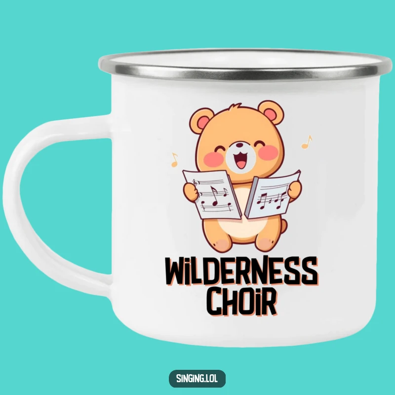 Durable Funny Happy Bear Harmonizing Camping Mug - Outdoor Music & Adventure Gift