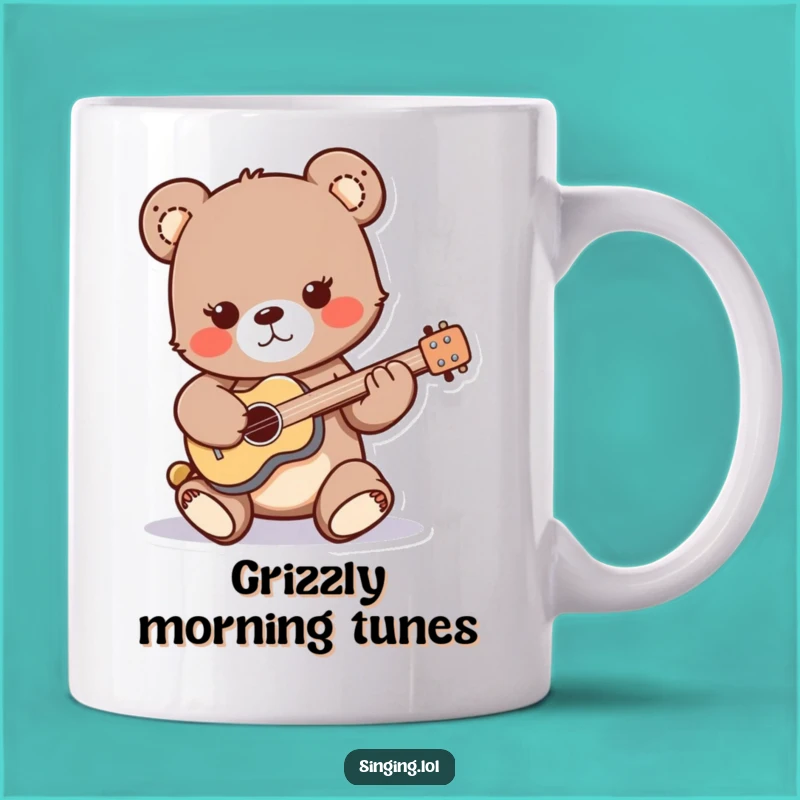 Funny Bear Cub Guitar Mug: Rock Out with a Hilarious Gift!
