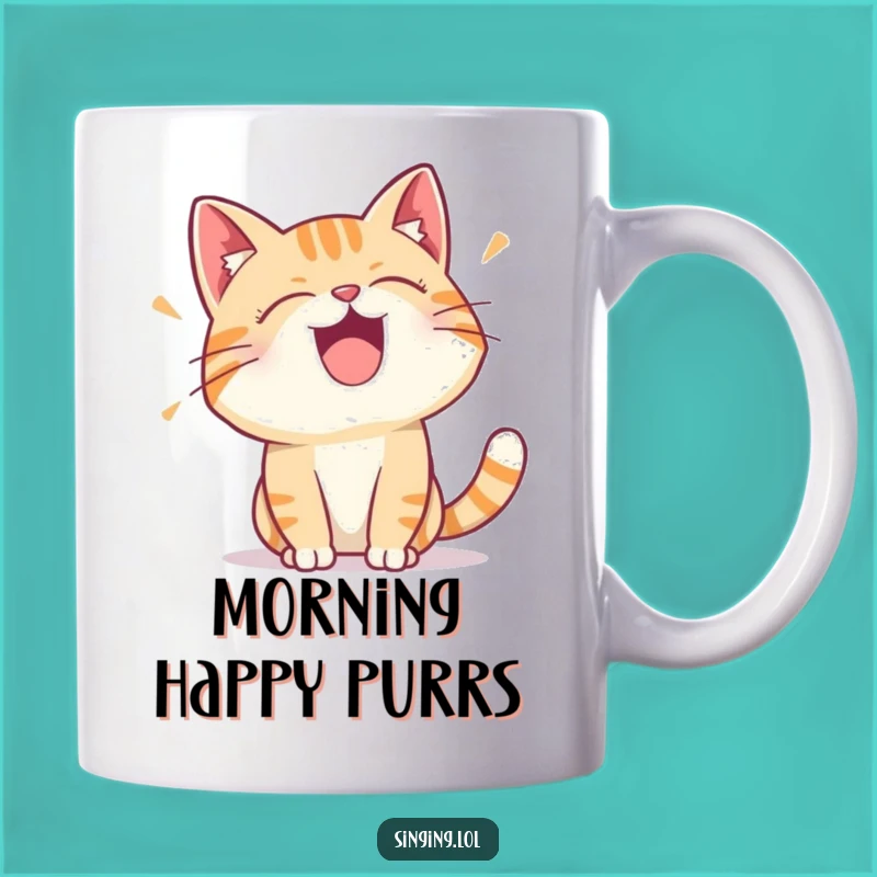 Funny Cat Trill Mug - Delighted Feline Vocalizing Joyful Sounds