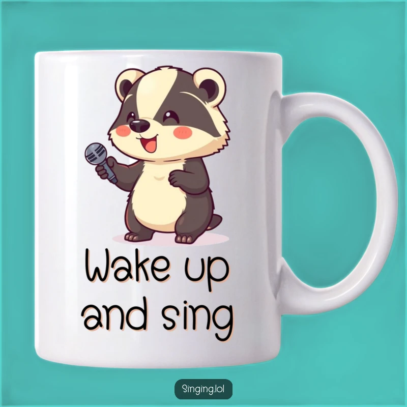 Funny Giggle Badger Microphone Mug: Stand-Up Comedy Mug, Perfect Gift for Comics