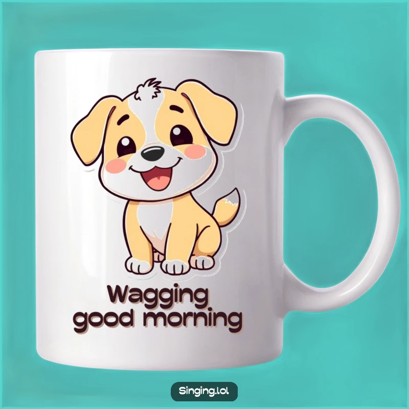 Funny Puppy Wagging Tail Mug: Happy Vibes and Coffee!