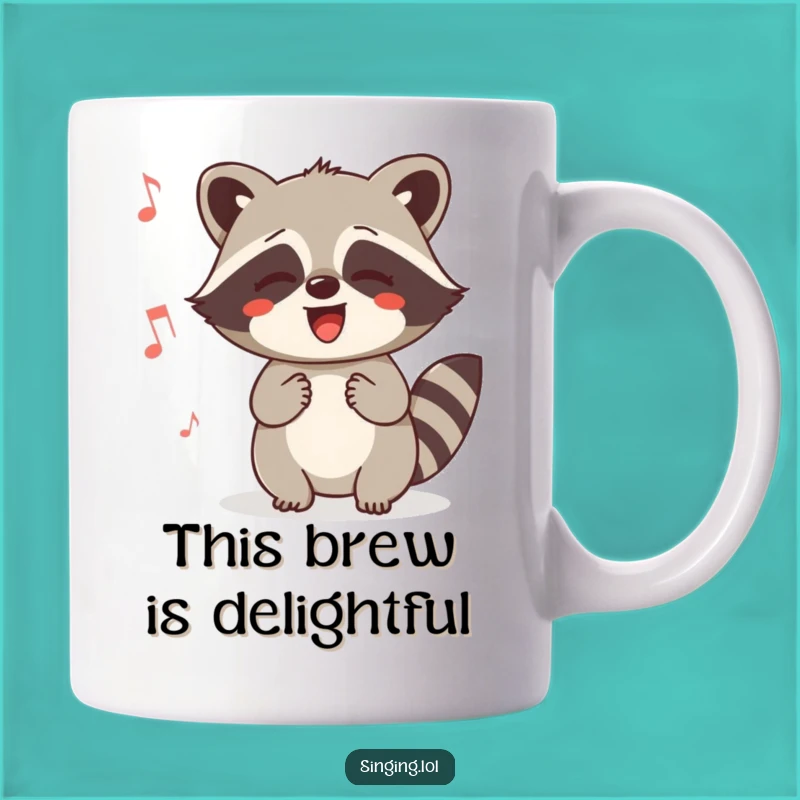 Funny Raccoon Humming Mug: Delighted Critter Sings Joyfully, Perfect Funny Gift