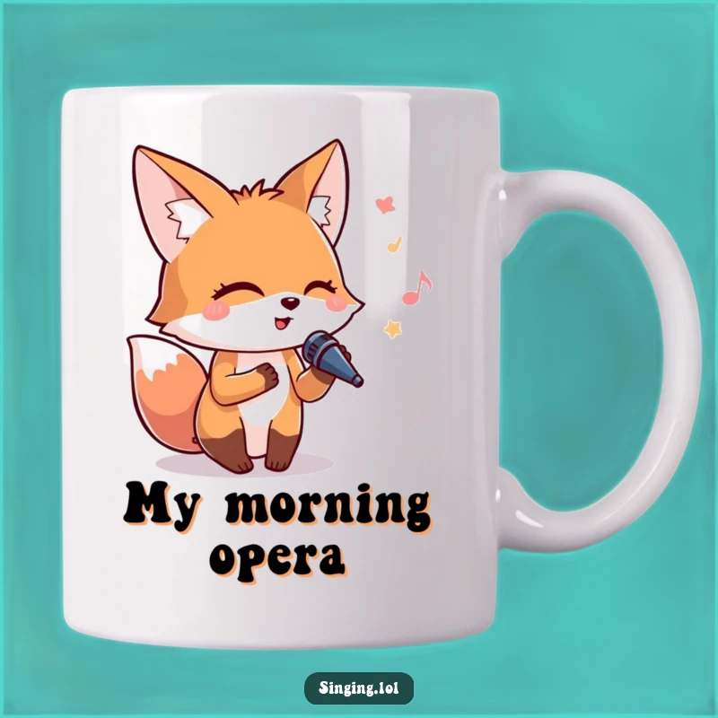 Funny Singing Fox Mug: Adorable Animal Lost in Song, Perfect Gift for Music Lovers