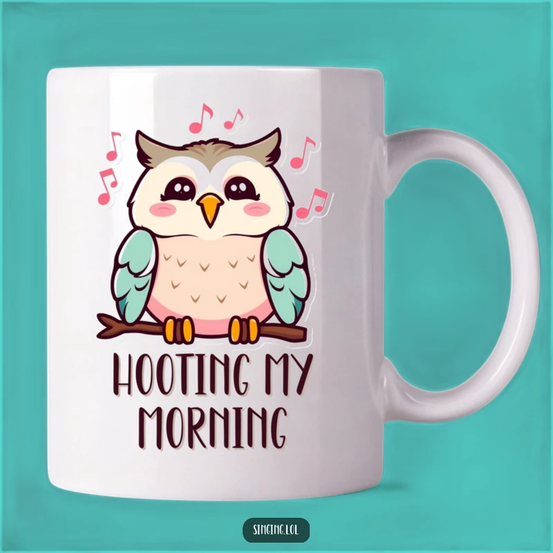Funny Singing Owl Mug: Cheerful Melody Gift for Music Lovers and Owl Fans