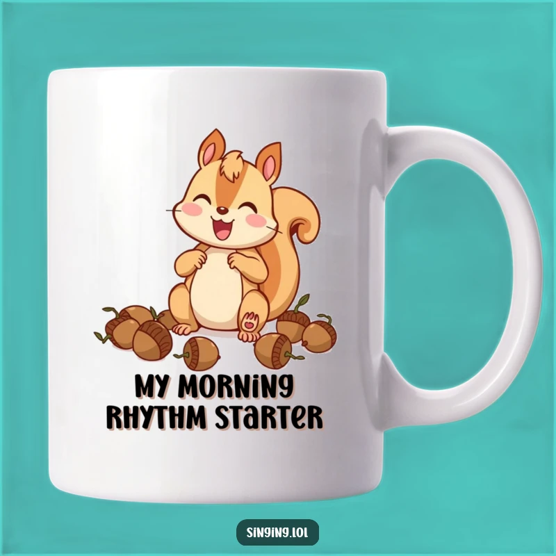 Funny Squirrel Drummer Mug: A Happy Acorn Musician, Perfect Gift for Animal Lovers