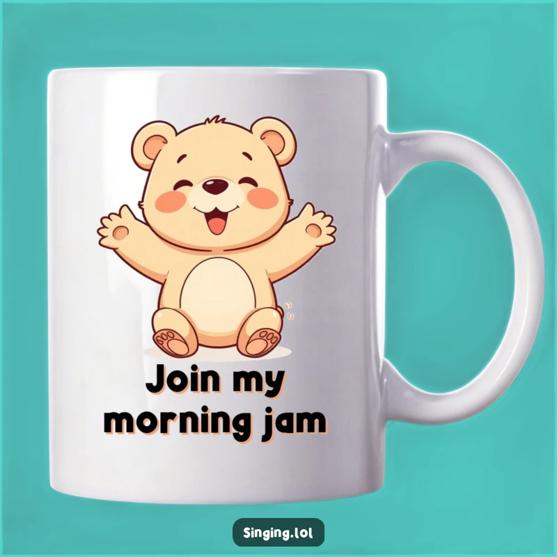 Funny Bear Cub Chorus Mug: Happy Singer Character, Perfect Joyful Gift