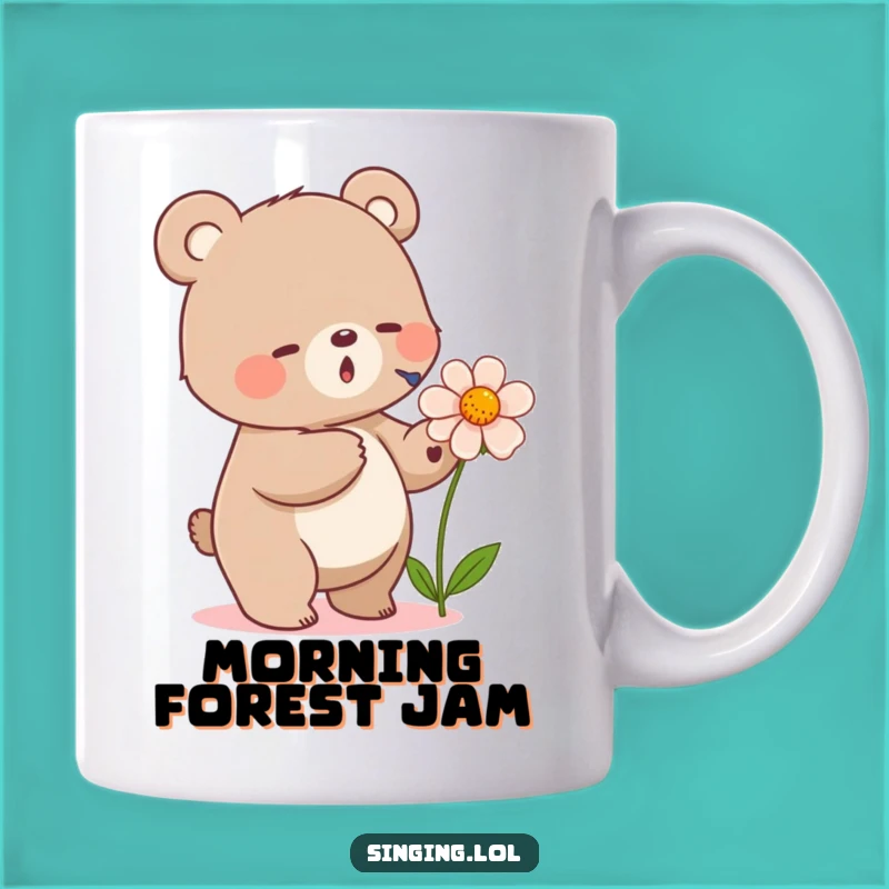 Funny Bear Singing Flower Mug - Nature's Harmony Gift