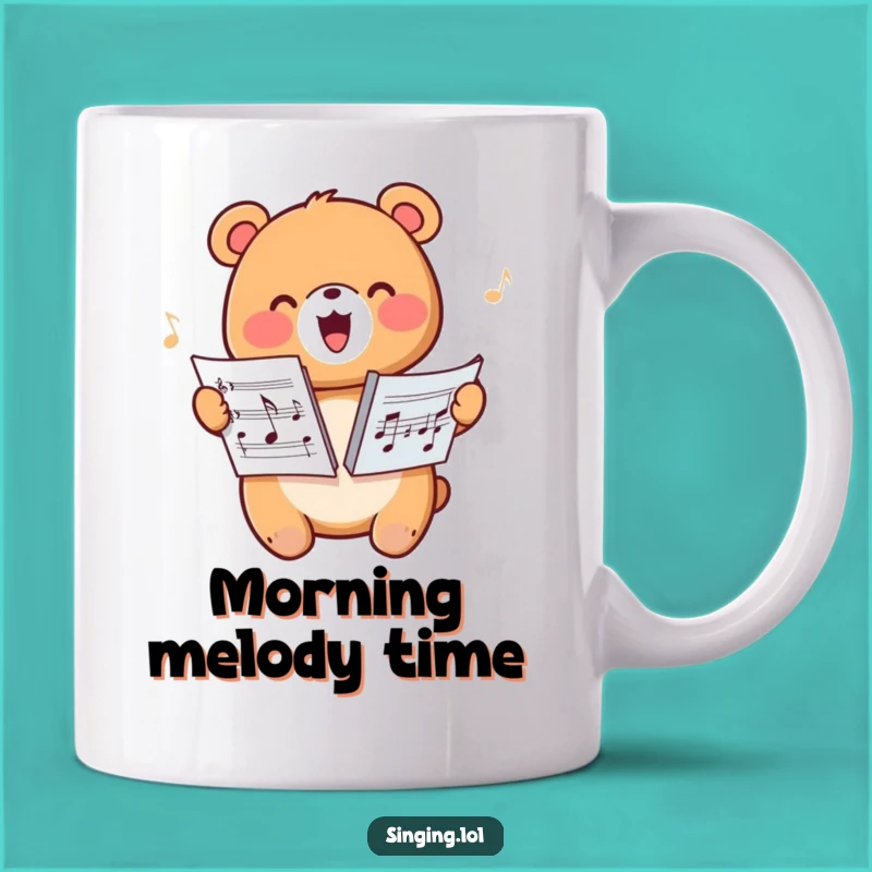 Funny Happy Bear Harmonizing Mug - Singing Character, Perfect Music Lover Gift
