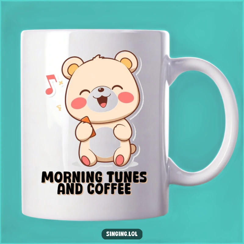 Funny Singing Bear Mug - Cheerful Cartoon Music Lover, Perfect Gift Mug!