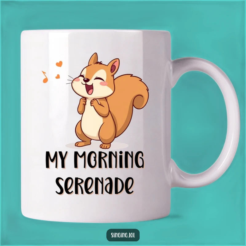 Funny Determined Squirrel Singer Mug - Energetic Woodland Creature Gift