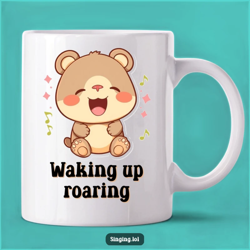 Funny Singing Bear Cub Mug: Joyful Animal Full of Song, Perfect Gift for Glee
