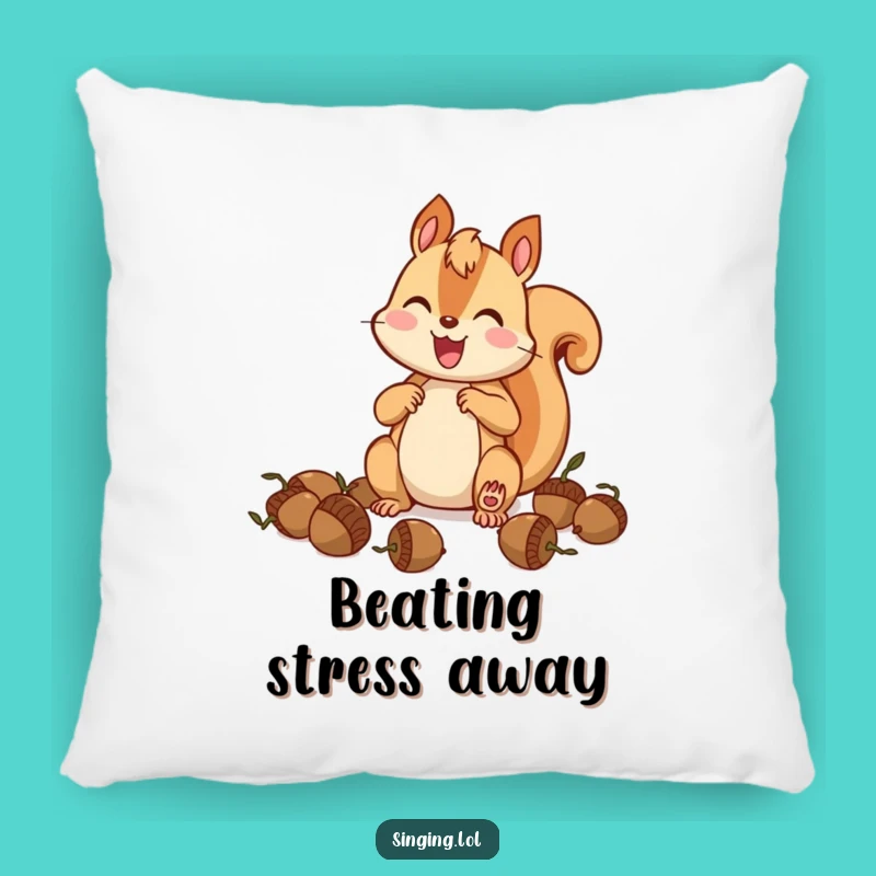 Funny Squirrel Drummer Pillow: Cozy Acorn Musician Cushion, Ideal Funny Gift