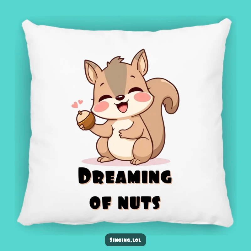 Funny Singing Squirrel Pillow: Cozy Nut-Themed Cushion, Adorable Gift