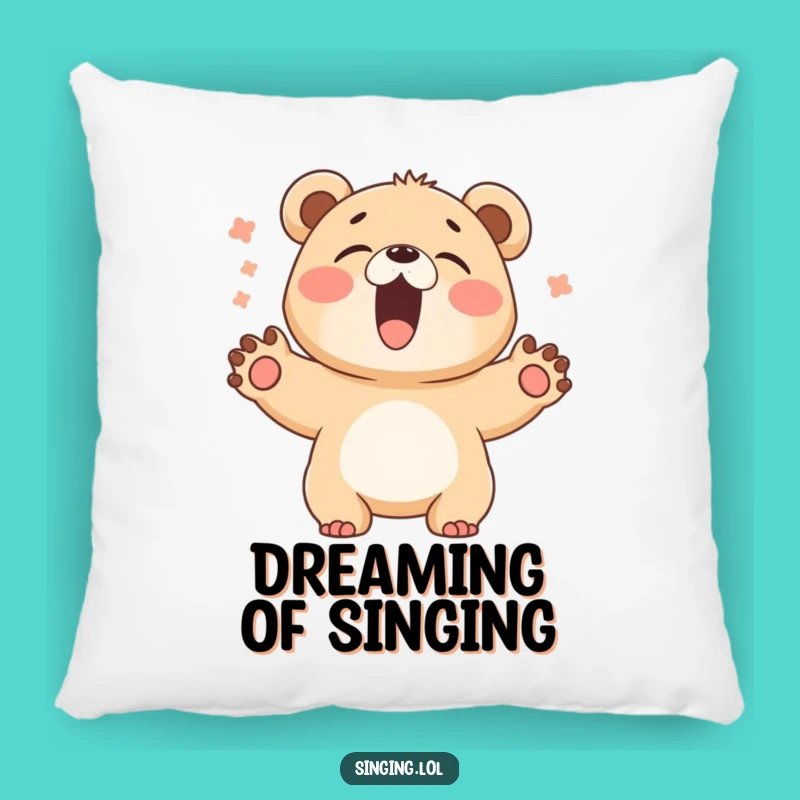 Funny Bear Cub Singer Pillow - Cuddle Up with Giggles