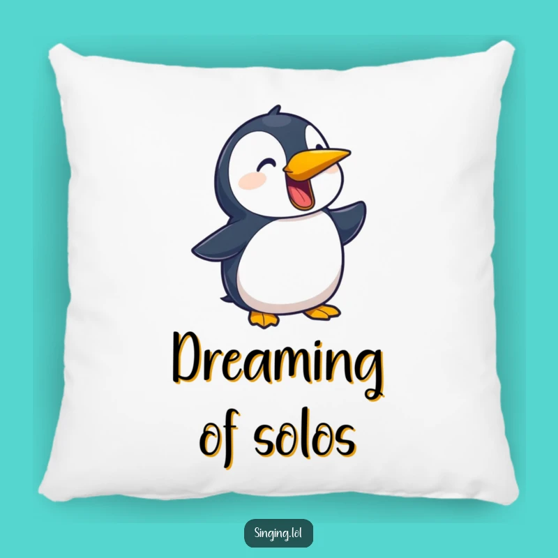 Funny Penguin Ballad Pillow: Cozy Crooner Cushion, Adorable Funny Gift