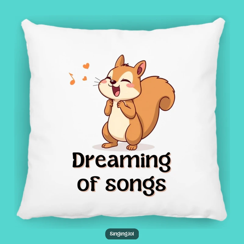 Comfy Funny Determined Squirrel Singer Pillow - Cozy Musical Decor
