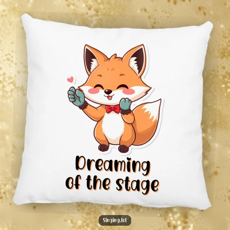 Funny Opera Fox Pillow: A delightful fox in opera gloves singing with all its might. Soft, plush, and humorously dramatic.